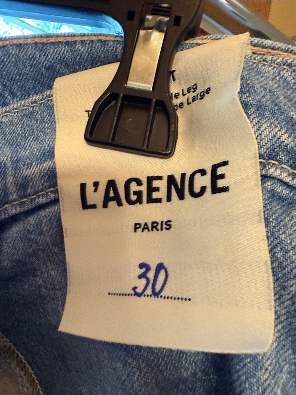 L'AGENCE Medium Blue Wide Leg Jeans - Picture 3 of 4